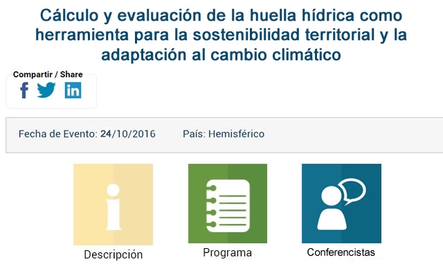Curso Virtual: Cálculo y evaluación de la huella hídrica como herramienta para la sostenibilidad territorial y la adaptación al cambio climático