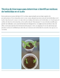 Técnica de bioensayo para determinar e identificar residuos de herbicidas en el suelo