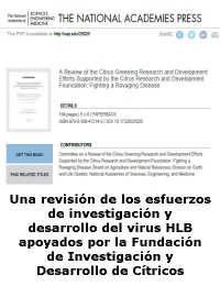Una revisión de los esfuerzos de investigación y desarrollo del virus HLB apoyados por la Fundación de Investigación y Desarrollo de Cítricos