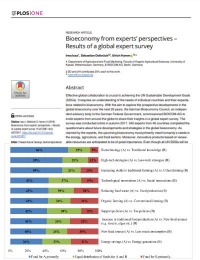 Bioeconomía desde la perspectiva de los expertos: resultados de una encuesta mundial de expertos