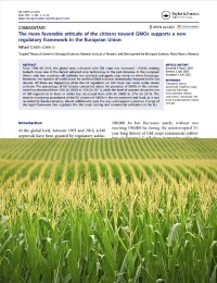La actitud más favorable de los ciudadanos hacia los OGM respalda un nuevo marco regulatorio en la Unión Europea
