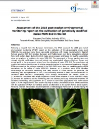 Evaluación del informe de seguimiento medioambiental posterior a la comercialización de 2018 sobre el cultivo de maíz modificado genéticamente MON 810 en la UE