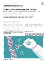 Enfoques regulatorios para plantas agrícolas editadas con genoma en países y jurisdicciones seleccionados alrededor del mundo