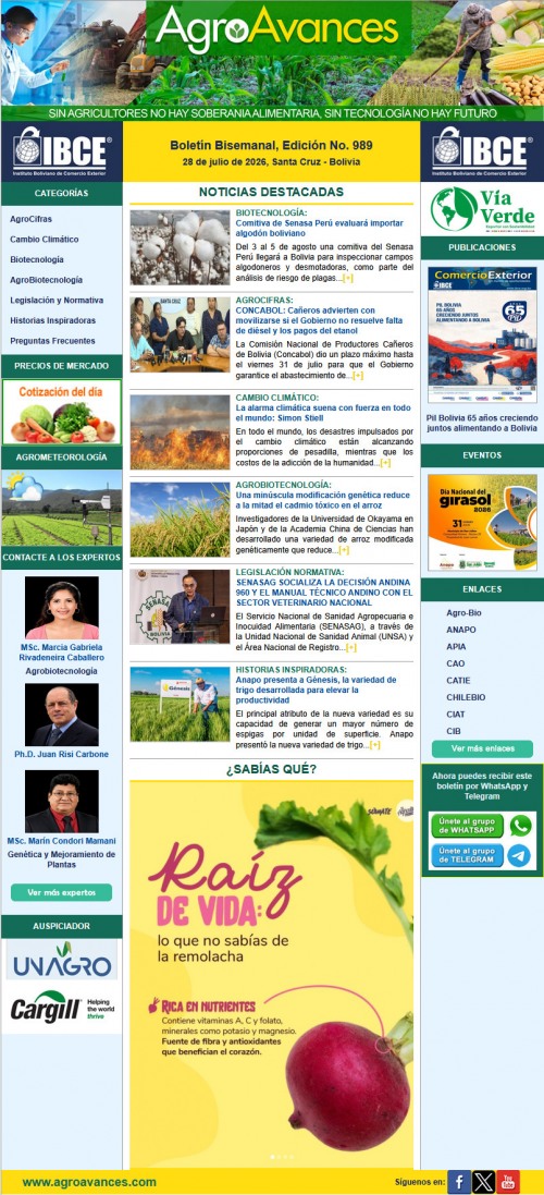 Boletín Bisemanal, Edición No. 989
