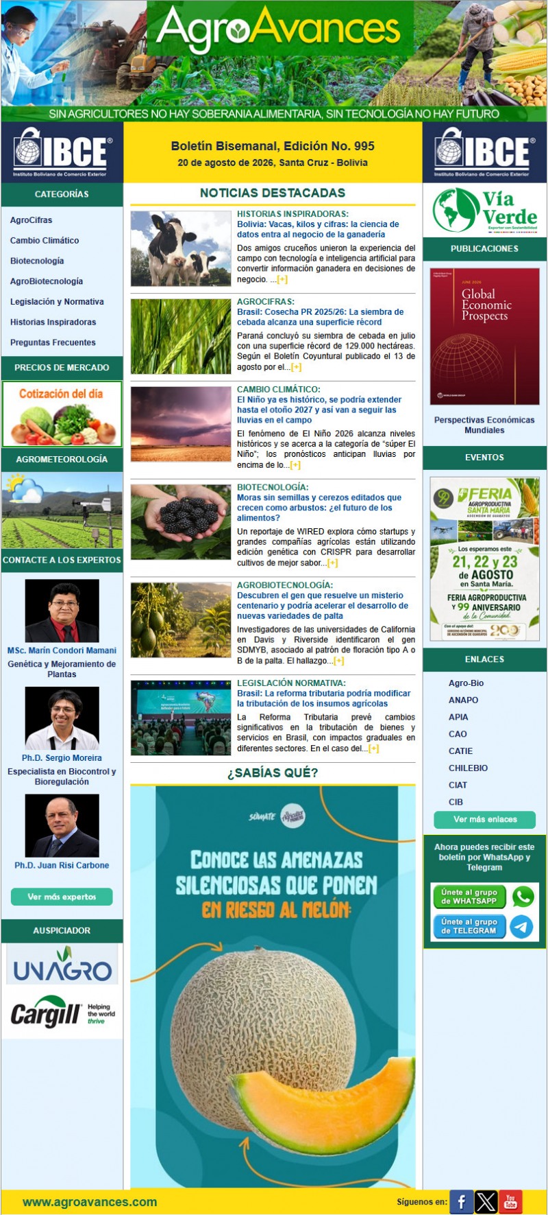 Boletín Bisemanal, Edición No. 995
