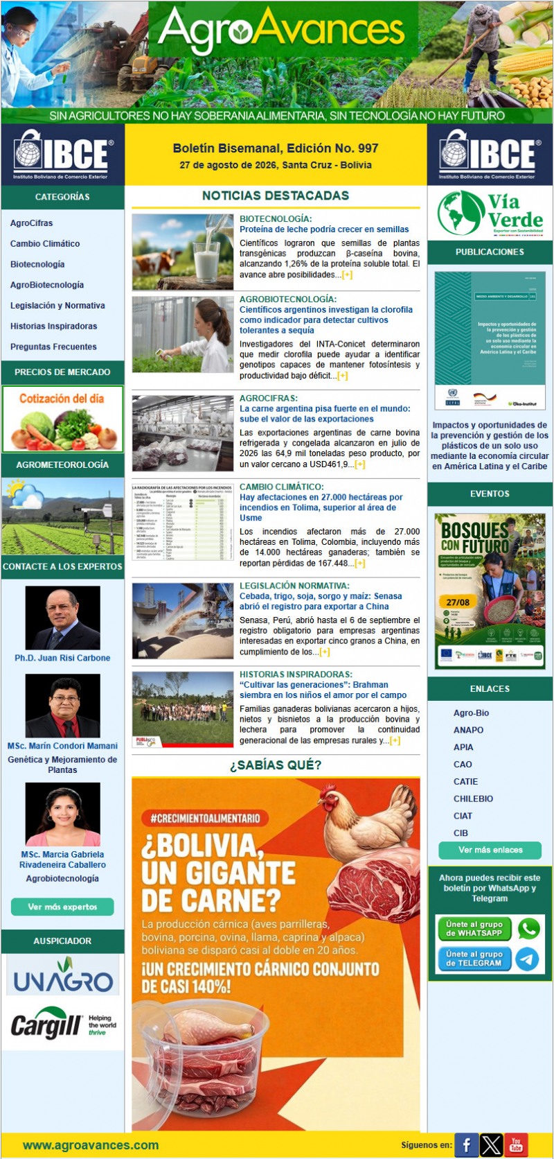 Boletín Bisemanal, Edición No. 997