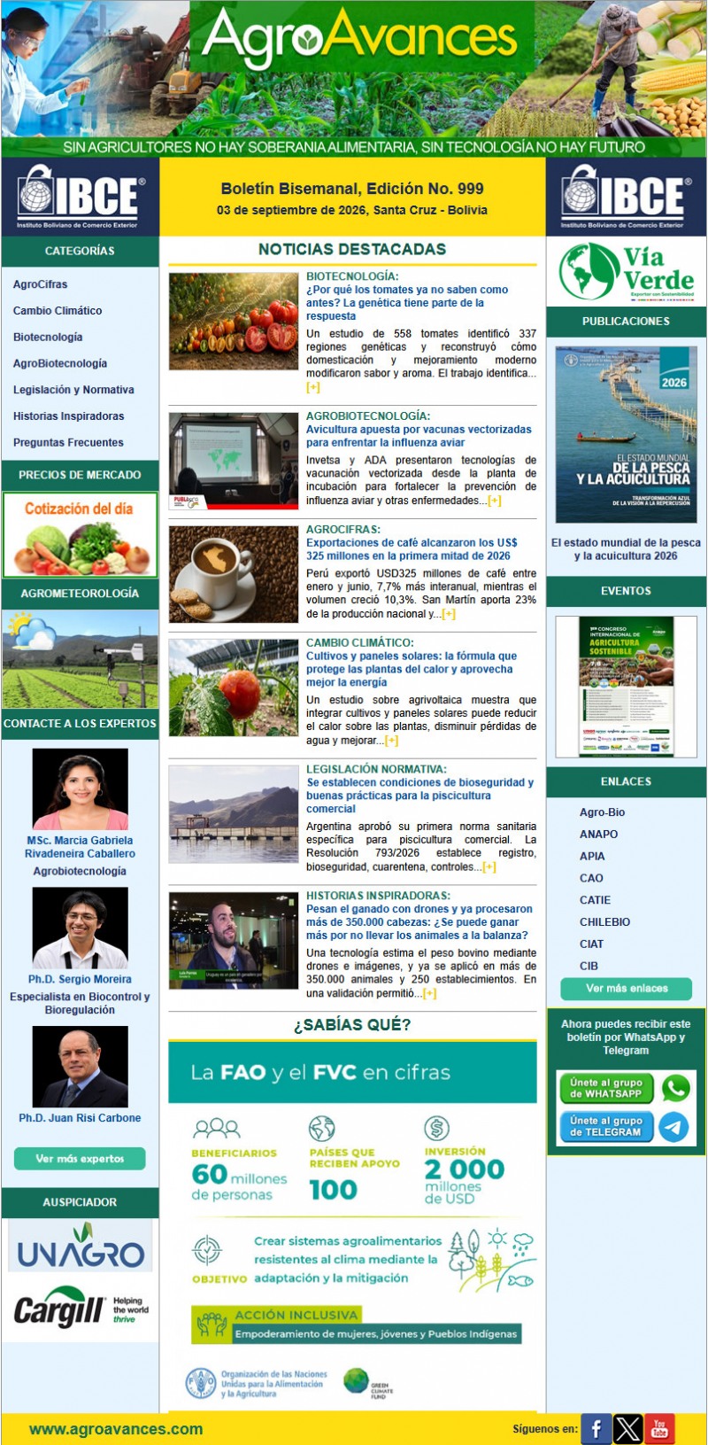 Boletín Bisemanal, Edición No. 999