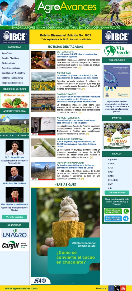 Boletín Bisemanal, Edición No. 1003