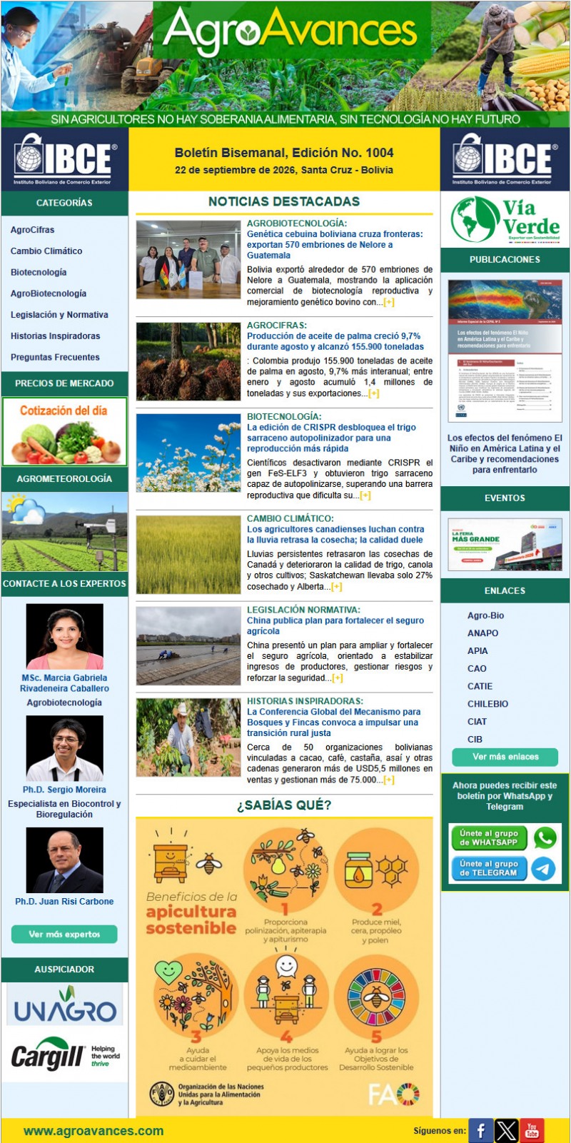 Boletín Bisemanal, Edición No. 1004