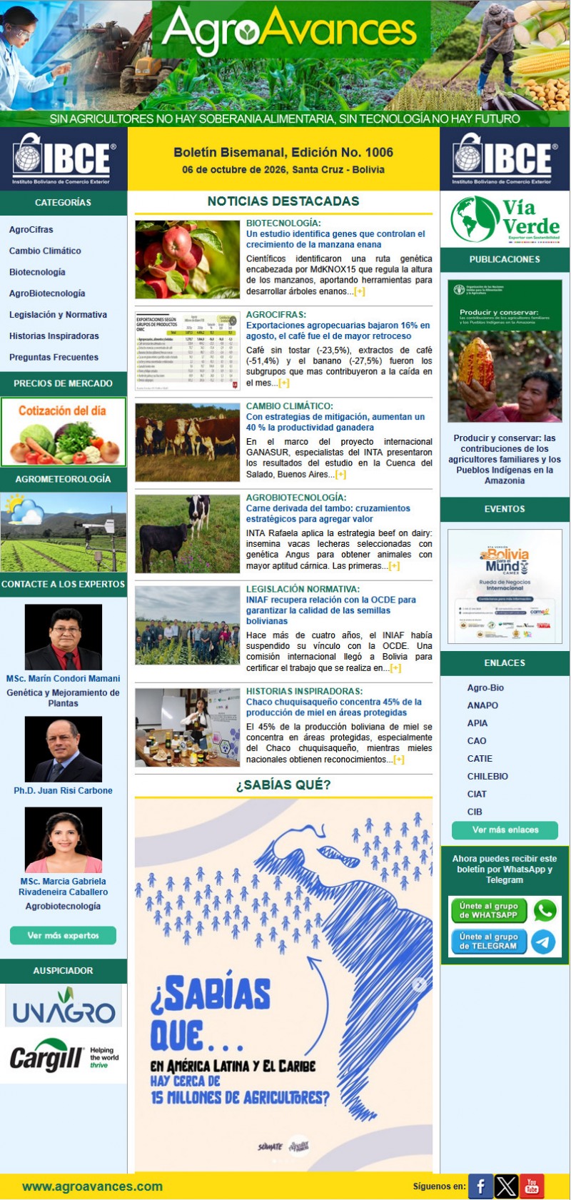 Boletín Bisemanal, Edición No. 1006