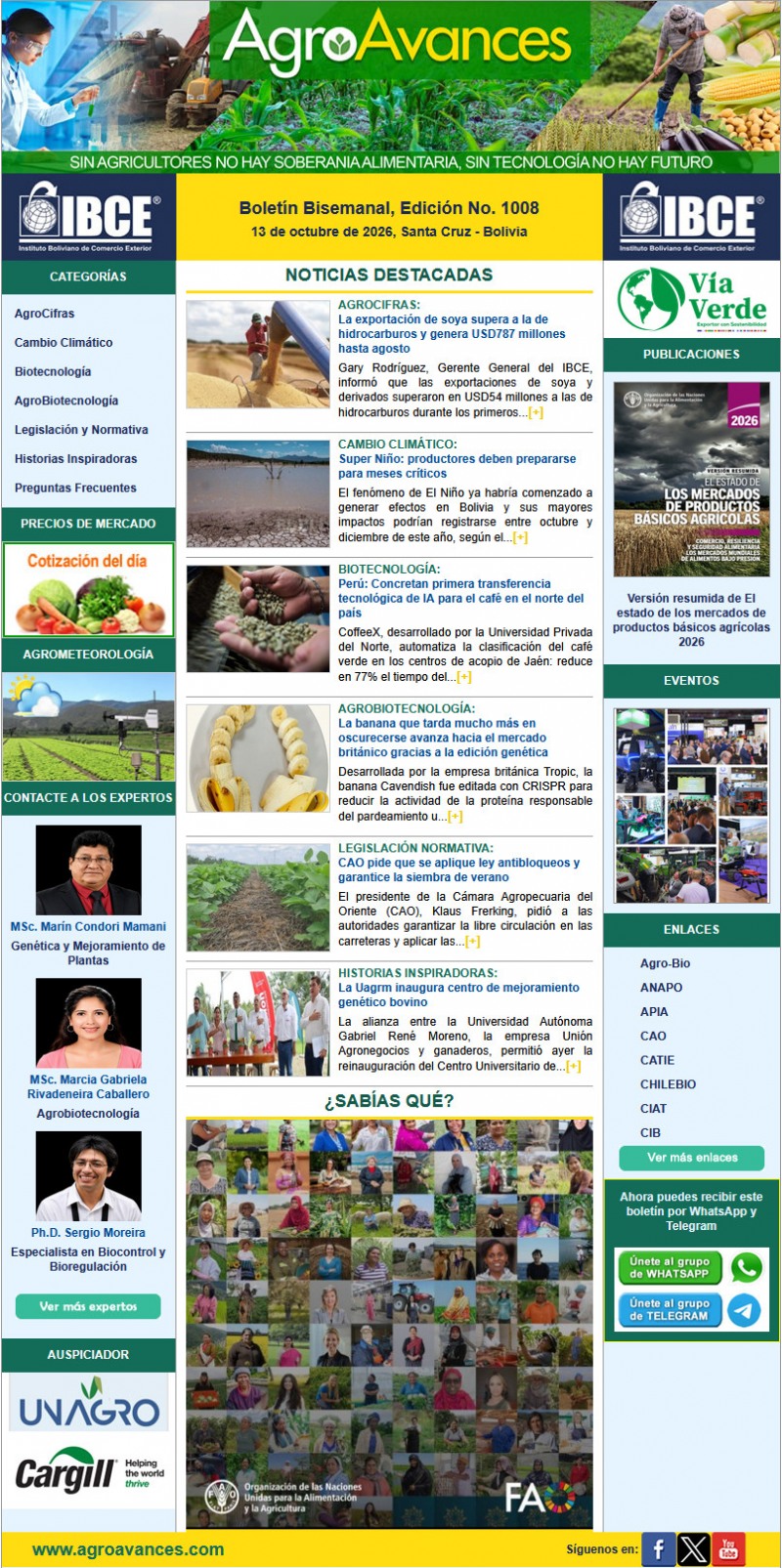 Boletín Bisemanal, Edición No. 1008 