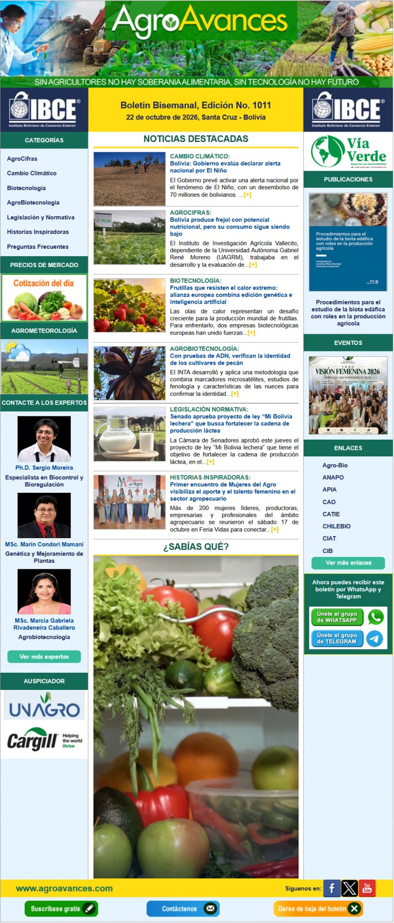 Boletín Bisemanal, Edición No. 1011