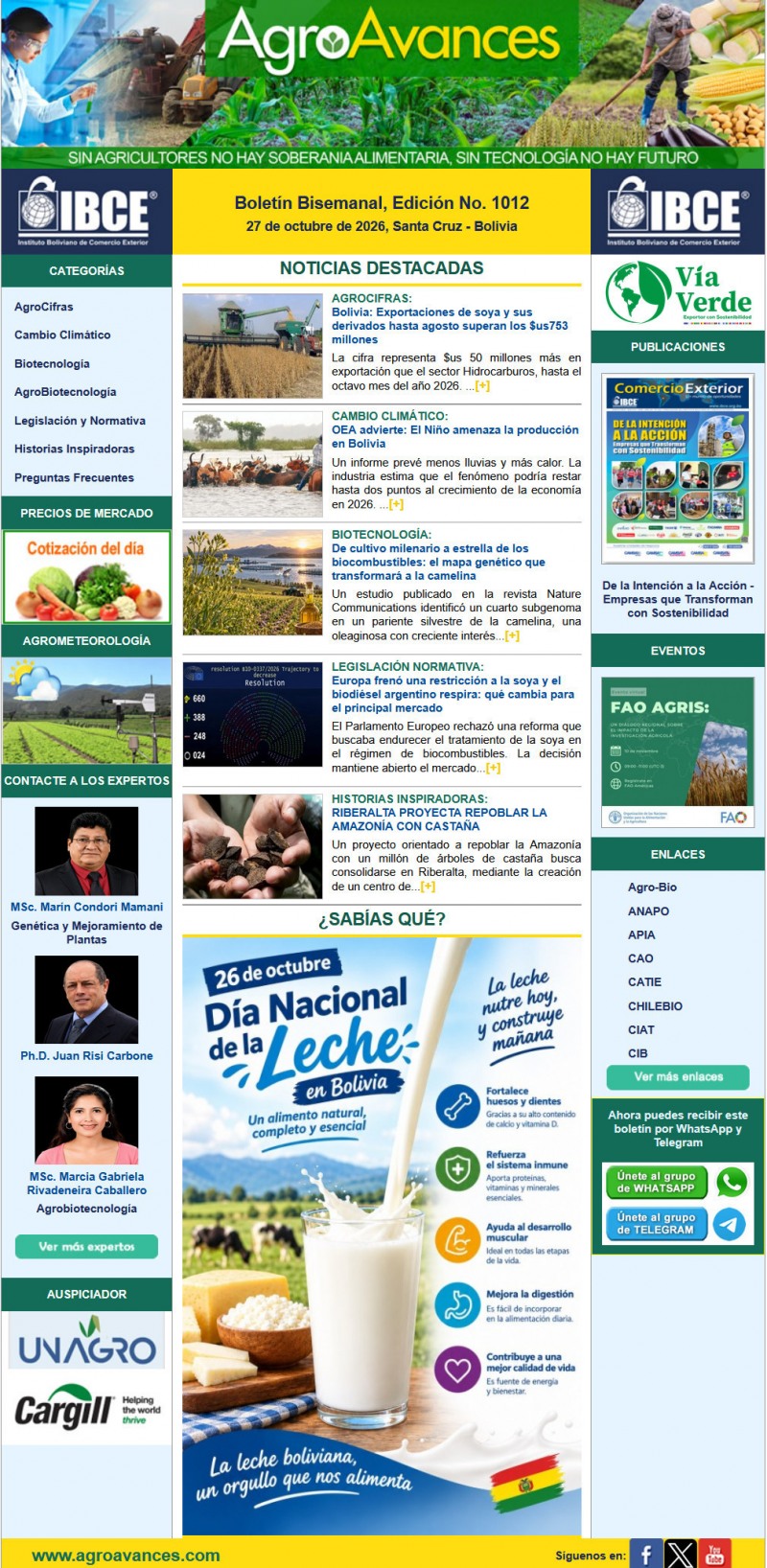 Boletín Bisemanal, Edición No. 1012