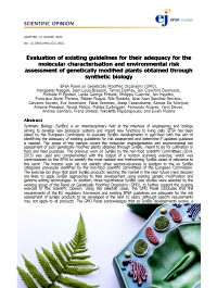 Evaluación de pautas existentes para su adecuación para la caracterización molecular y evaluación de riesgo ambiental de plantas modificadas genéticamente obtenidas mediante biología sintética