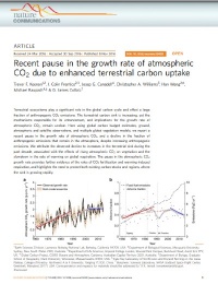 Pausa reciente en la tasa de crecimiento del CO2 atmosférico debido a una mayor absorción de carbono terrestre